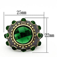 Load image into Gallery viewer, LOA881 - Reverse Two-Tone Brass Ring with Synthetic Synthetic Glass in Emerald