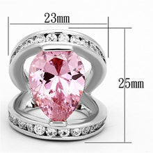 Load image into Gallery viewer, LOA924 - Rhodium Brass Ring with AAA Grade CZ  in Rose