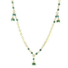 Load image into Gallery viewer, LOS794 - Matte Gold 925 Sterling Silver Necklace with Semi-Precious Turquoise in Emerald