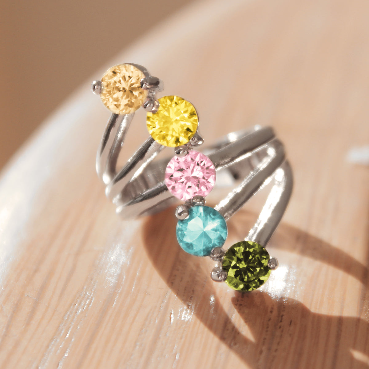 Sigrid Cocktail Ring - Stainless Steel, AAA CZ , Multi Color