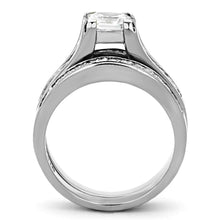 Load image into Gallery viewer, TK0W383 - High polished (no plating) Stainless Steel Ring with AAA Grade CZ  in Clear