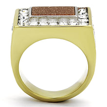 Load image into Gallery viewer, TK1194 - Two-Tone IP Gold (Ion Plating) Stainless Steel Ring with Synthetic Twinkling in Topaz