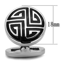 Load image into Gallery viewer, TK1257 - High polished (no plating) Stainless Steel Cufflink with Epoxy  in Jet