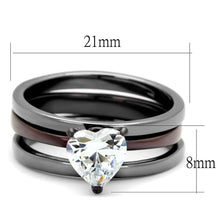 Load image into Gallery viewer, TK1274DC - IP Light Black (IP Gun) & IP Dark Brown (IP coffee) Stainless Steel Ring with AAA Grade CZ  in Clear