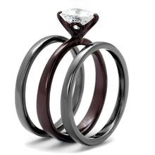 Load image into Gallery viewer, TK1274DC - IP Light Black (IP Gun) & IP Dark Brown (IP coffee) Stainless Steel Ring with AAA Grade CZ  in Clear