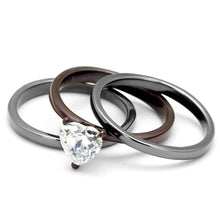 Load image into Gallery viewer, TK1274DC - IP Light Black (IP Gun) & IP Dark Brown (IP coffee) Stainless Steel Ring with AAA Grade CZ  in Clear