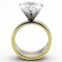 Load image into Gallery viewer, TK1275 - Three Tone (IP Gold & IP Rose Gold & High Polished) Stainless Steel Ring with AAA Grade CZ  in Clear