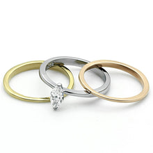 Load image into Gallery viewer, TK1276 - Three Tone (IP Gold & IP Rose Gold & High Polished) Stainless Steel Ring with AAA Grade CZ  in Clear