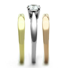 Load image into Gallery viewer, TK1278 - Three Tone (IP Gold & IP Rose Gold & High Polished) Stainless Steel Ring with AAA Grade CZ  in Clear