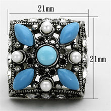 Load image into Gallery viewer, TK1309 - High polished (no plating) Stainless Steel Ring with Synthetic Turquoise in Sea Blue