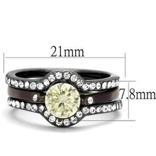 Load image into Gallery viewer, TK1346DC - IP Light Black (IP Gun) & IP Dark Brown (IP coffee) Stainless Steel Ring with AAA Grade CZ  in Citrine Yellow