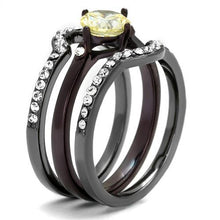 Load image into Gallery viewer, TK1346DC - IP Light Black (IP Gun) & IP Dark Brown (IP coffee) Stainless Steel Ring with AAA Grade CZ  in Citrine Yellow