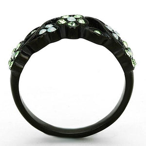 TK1360 - IP Black(Ion Plating) Stainless Steel Ring with Top Grade Crystal  in Multi Color