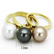 Load image into Gallery viewer, TK1370 - IP Gold(Ion Plating) Stainless Steel Ring with Synthetic Pearl in Multi Color