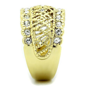 TK1393 - IP Gold(Ion Plating) Stainless Steel Ring with Top Grade Crystal  in Clear