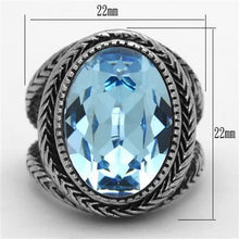 Load image into Gallery viewer, TK1425 - High polished (no plating) Stainless Steel Ring with Top Grade Crystal  in Sea Blue