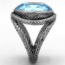 Load image into Gallery viewer, TK1425 - High polished (no plating) Stainless Steel Ring with Top Grade Crystal  in Sea Blue