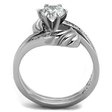 Load image into Gallery viewer, TK1429 - High polished (no plating) Stainless Steel Ring with AAA Grade CZ  in Clear