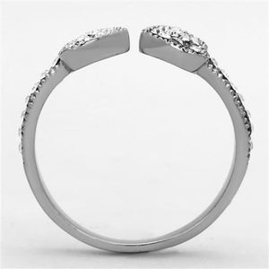 TK1432 High polished (no plating) Stainless Steel Ring with Top Grade Crystal in Clear