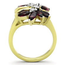 Load image into Gallery viewer, TK1565 - Two-Tone IP Gold (Ion Plating) Stainless Steel Ring with Synthetic Synthetic Glass in Amethyst