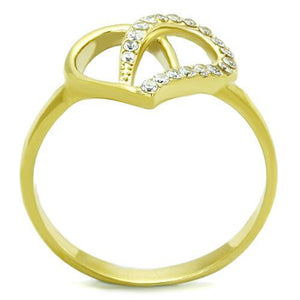 TK1586 - IP Gold(Ion Plating) Stainless Steel Ring with AAA Grade CZ  in Clear