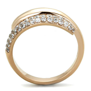 TK1634 - IP Rose Gold(Ion Plating) Stainless Steel Ring with AAA Grade CZ  in Clear