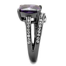 Load image into Gallery viewer, TK1665LJ - IP Light Black  (IP Gun) Stainless Steel Ring with AAA Grade CZ  in Amethyst