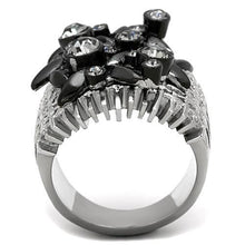 Load image into Gallery viewer, TK1687 - Two-Tone IP Black Stainless Steel Ring with Top Grade Crystal  in Black Diamond