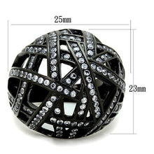 Load image into Gallery viewer, TK1734 - IP Black(Ion Plating) Stainless Steel Ring with AAA Grade CZ  in Clear
