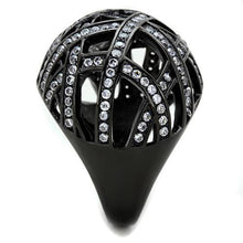 Load image into Gallery viewer, TK1734 - IP Black(Ion Plating) Stainless Steel Ring with AAA Grade CZ  in Clear