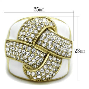 TK1848 - IP Gold(Ion Plating) Stainless Steel Ring with Top Grade Crystal  in Clear