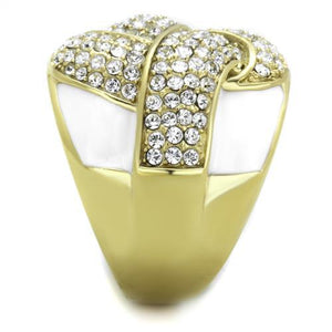 TK1848 - IP Gold(Ion Plating) Stainless Steel Ring with Top Grade Crystal  in Clear