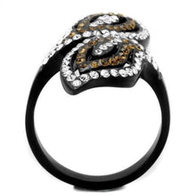 Load image into Gallery viewer, TK1864 - IP Black(Ion Plating) Stainless Steel Ring with Top Grade Crystal  in Smoked Quartz