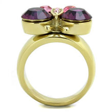 Load image into Gallery viewer, TK1889 - IP Gold(Ion Plating) Stainless Steel Ring with Top Grade Crystal  in Amethyst