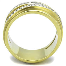 Load image into Gallery viewer, TK1914 - Two-Tone IP Gold (Ion Plating) Stainless Steel Ring with Top Grade Crystal  in Clear