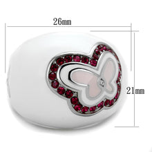 Load image into Gallery viewer, TK1927 - High polished (no plating) Stainless Steel Ring with Top Grade Crystal  in Ruby