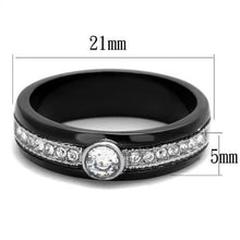 Load image into Gallery viewer, TK2019 - Two-Tone IP Black (Ion Plating) Stainless Steel Ring with AAA Grade CZ  in Clear