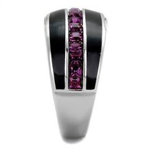 Load image into Gallery viewer, TK2023 - High polished (no plating) Stainless Steel Ring with Top Grade Crystal  in Amethyst