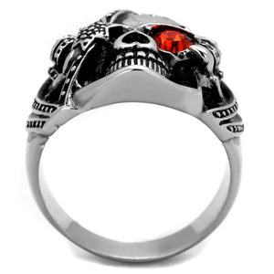 TK2061 - High polished (no plating) Stainless Steel Ring with Top Grade Crystal  in Orange