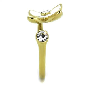 TK2126 - IP Gold(Ion Plating) Stainless Steel Ring with Top Grade Crystal  in Clear