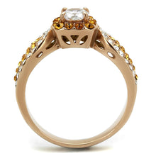 Load image into Gallery viewer, TK2250 - IP Rose Gold(Ion Plating) Stainless Steel Ring with AAA Grade CZ  in Clear