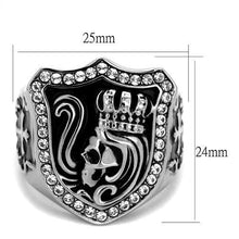 Load image into Gallery viewer, TK2328 - High polished (no plating) Stainless Steel Ring with Top Grade Crystal  in Clear