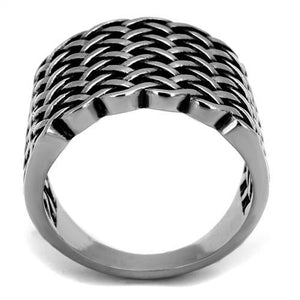 TK2333 - High polished (no plating) Stainless Steel Ring with Epoxy  in Jet