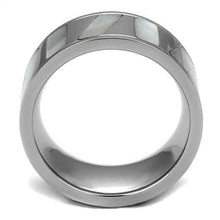 Load image into Gallery viewer, TK2401 - High polished (no plating) Stainless Steel Ring with Precious Stone Conch in White