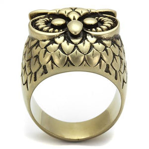 TK2468 - IP Antique Copper Stainless Steel Ring with Epoxy  in Jet