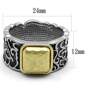 TK2509 - Two-Tone IP Gold (Ion Plating) Stainless Steel Ring with Epoxy  in Jet