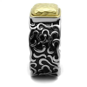 TK2509 - Two-Tone IP Gold (Ion Plating) Stainless Steel Ring with Epoxy  in Jet