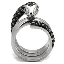 Load image into Gallery viewer, TK2511 - Two-Tone IP Black (Ion Plating) Stainless Steel Ring with Top Grade Crystal  in Black Diamond