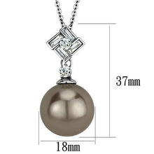 Load image into Gallery viewer, TK2526 - High polished (no plating) Stainless Steel Chain Pendant with Synthetic Glass Bead in Gray