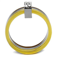 Load image into Gallery viewer, TK2600 - Three Tone (IP Gold & IP Light coffee & High Polished) Stainless Steel Ring with Top Grade Crystal  in Clear